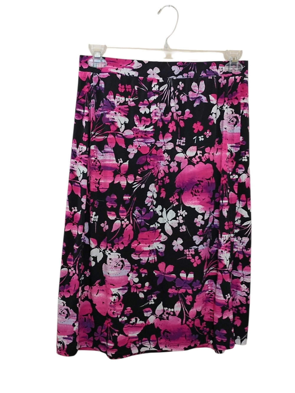 Christopher & Banks Floral Skirt Black Pink Knee Length Size Large